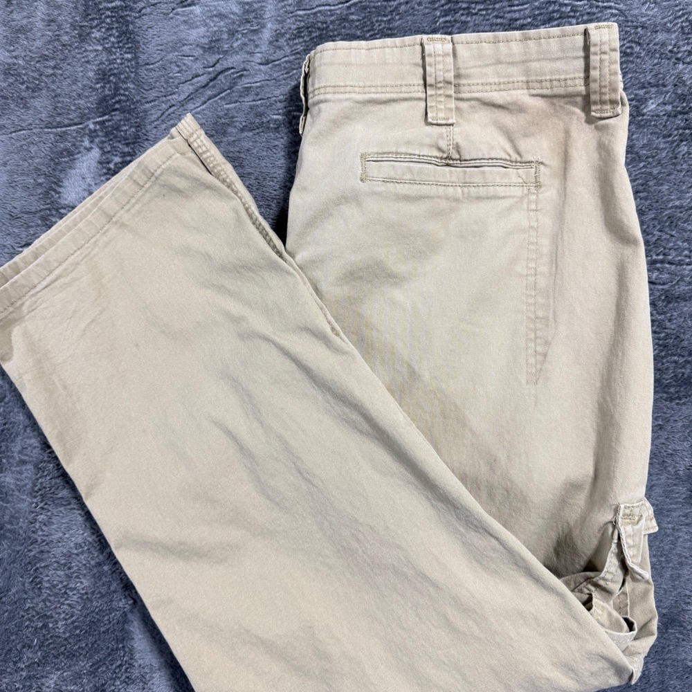 Wrangler Cargo Pants Mens 38x27 Tan Khaki Relaxed Fit Cotton Workwear Utility‎